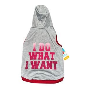 Grreat Choice Dog Shirt Size M Gray Pink I Do What I Want Hooded NWT